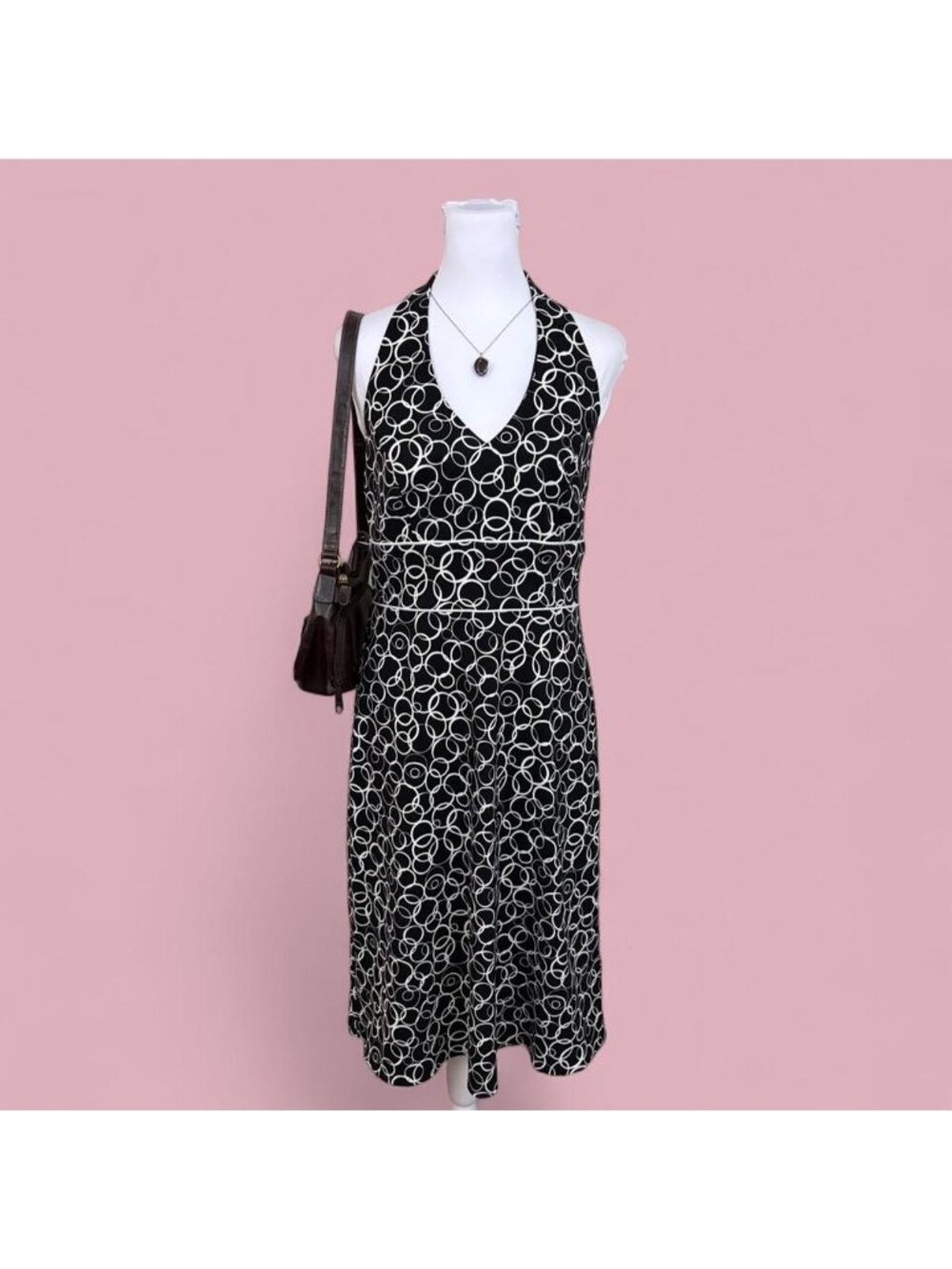 y2k monochromatic halter neck dress